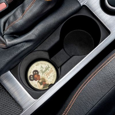 A Thankful Heart Design with Psalm 107:1 Verse, Soapstone Car Coaster