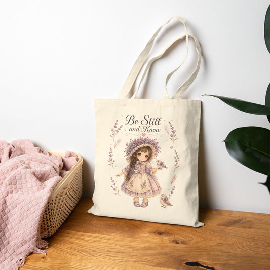 Christian Canvas Tote Bag, Be Still and Know, Faith Gift for Women