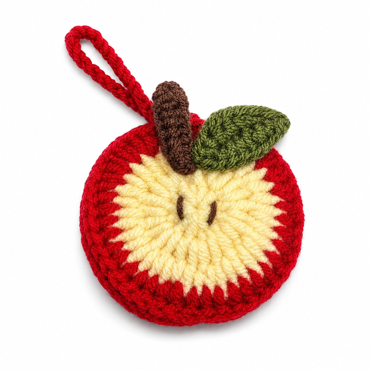 Classic red handmade crochet apple mini pouch