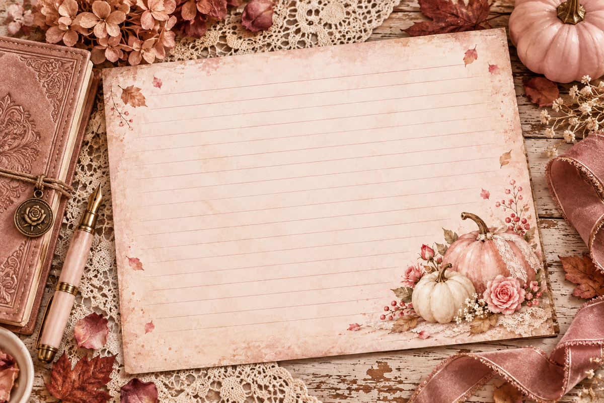 Autumn in Blush journaling page lifestyle mockup