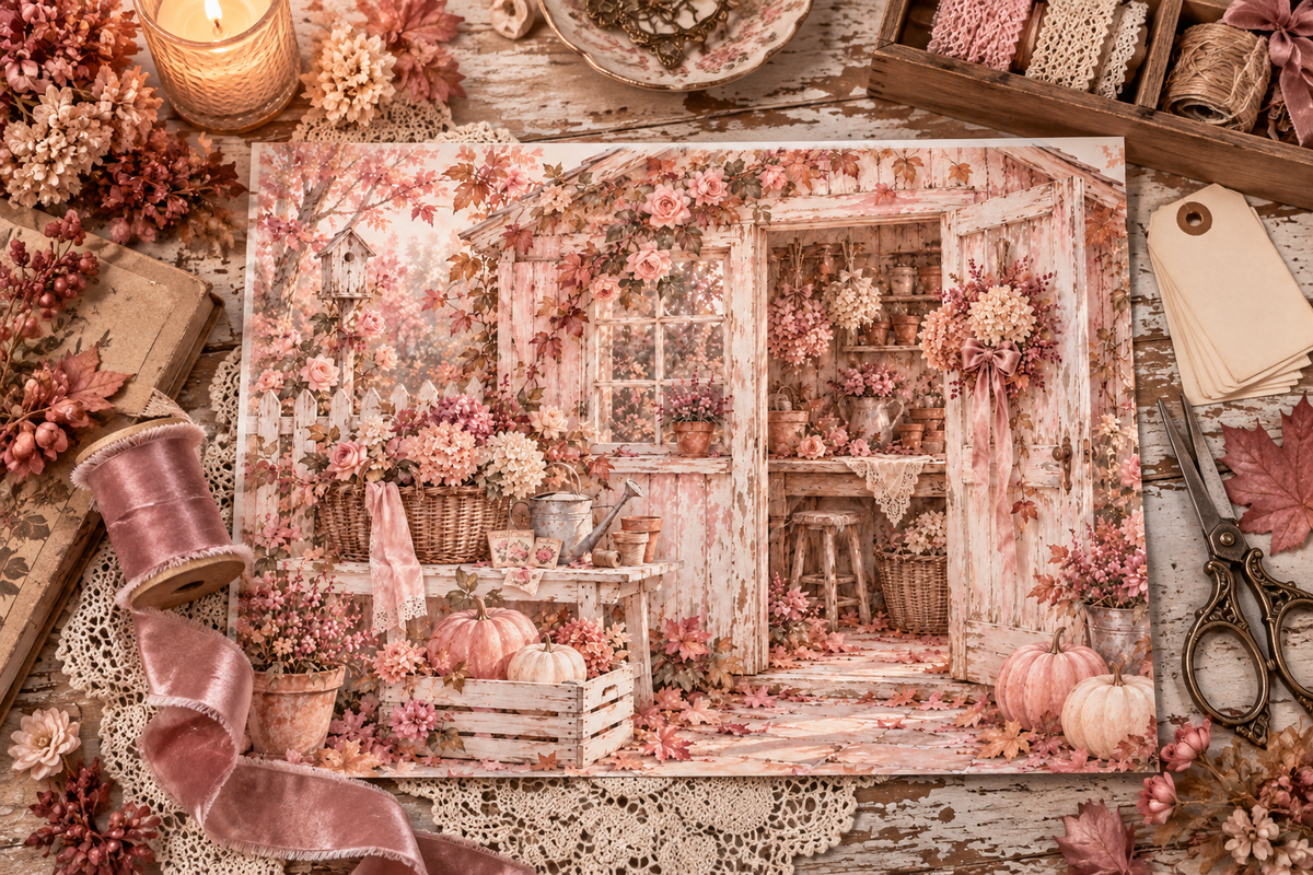Autumn in Blush creative workspace paper mockup