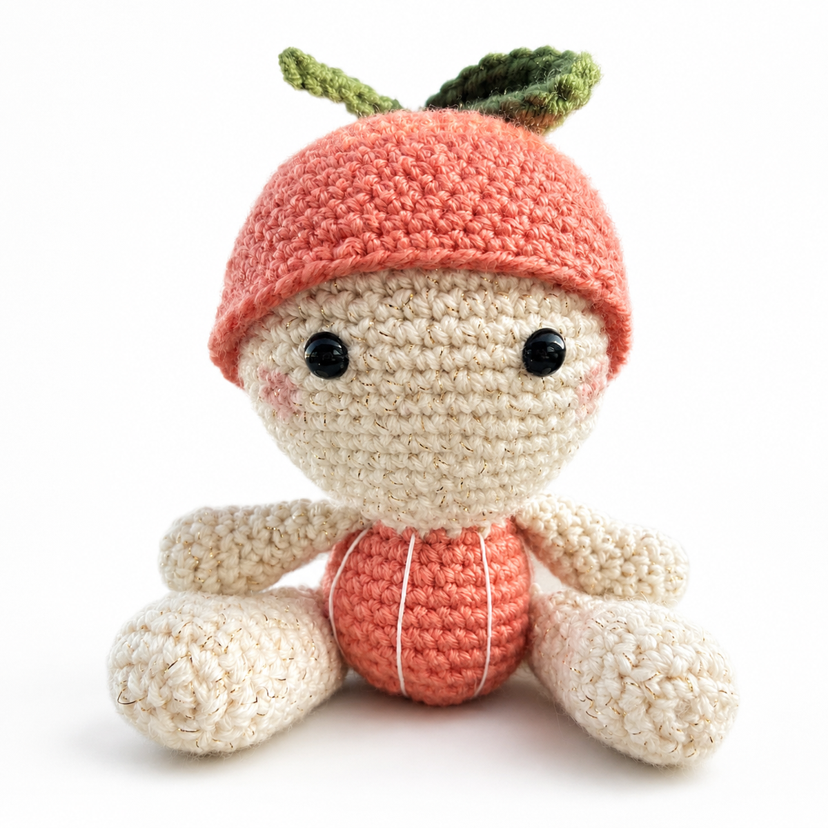 Handmade crochet Baby Orange plush, front view