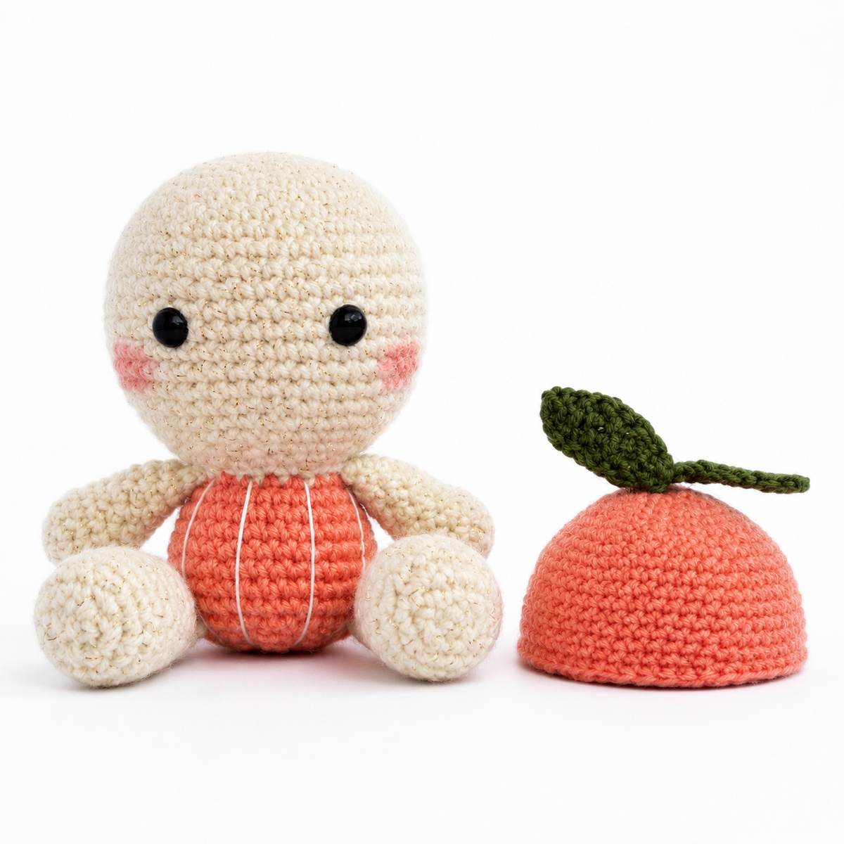 Baby Orange plush with removable crochet orange hat