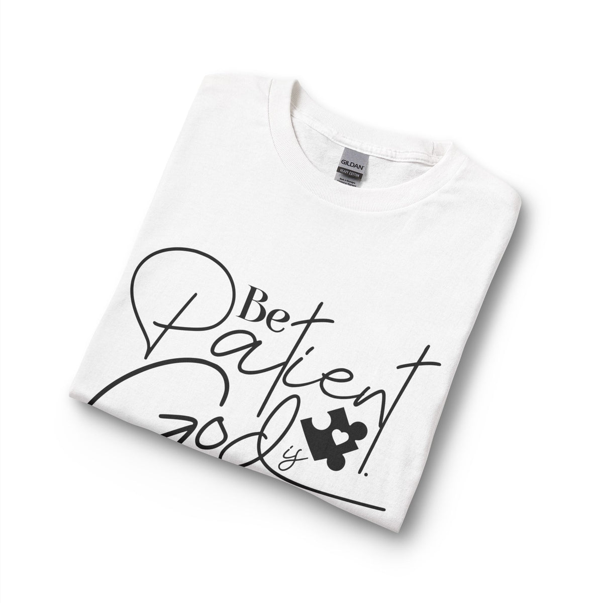 Folded white Be Patient God Is Just Moving the Pieces Around Christian long sleeve shirt