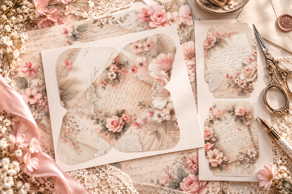 Blossoms & Letters ephemera crafting mockup