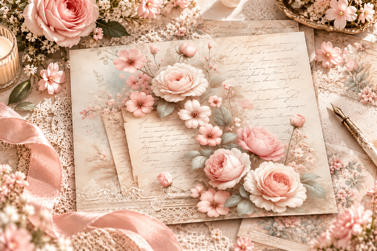 Blossoms & Letters printed paper kit hero lifestyle mockup