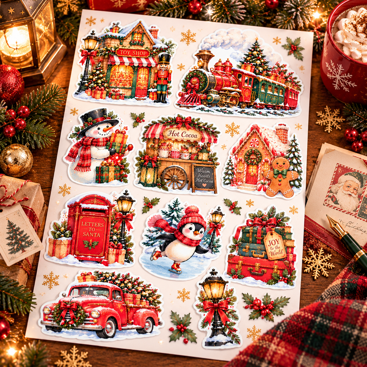christmas tinsel town full sheet