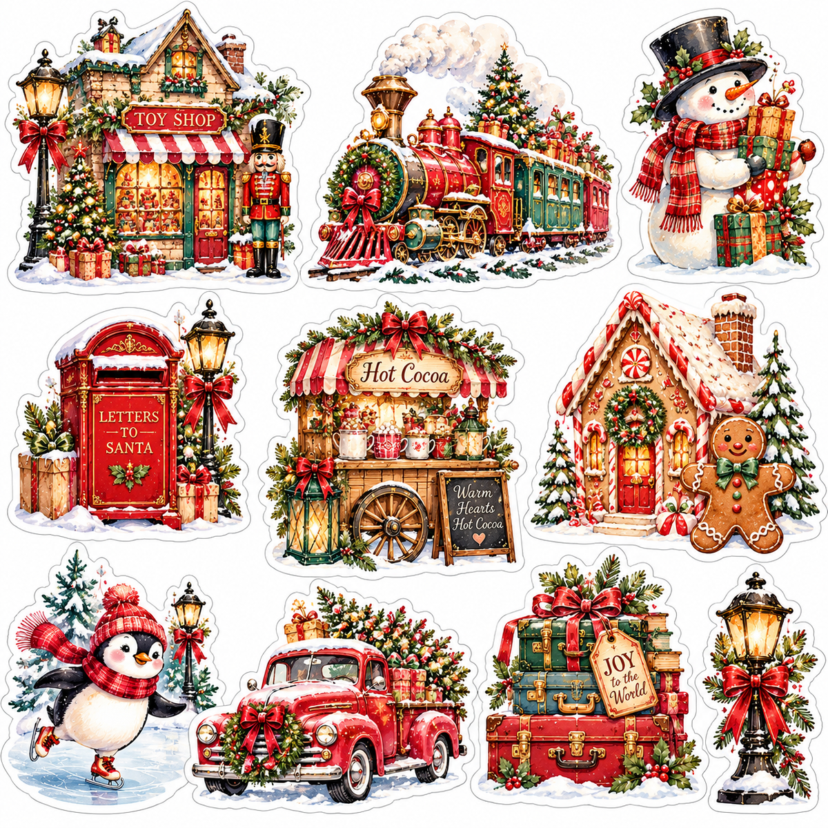 christmas tinsel town ten stickers