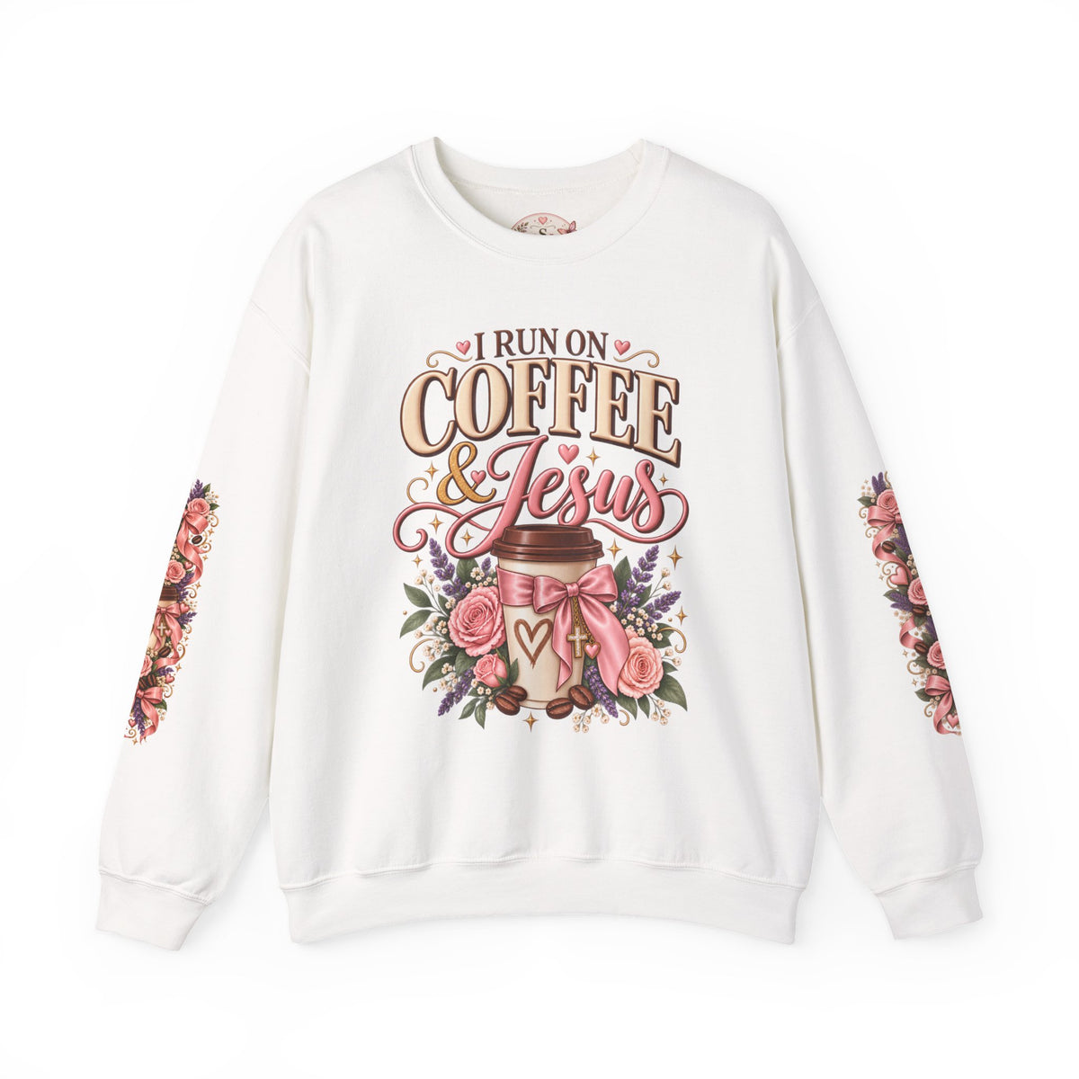 I Run on Coffee & Jesus sweatshirt in white