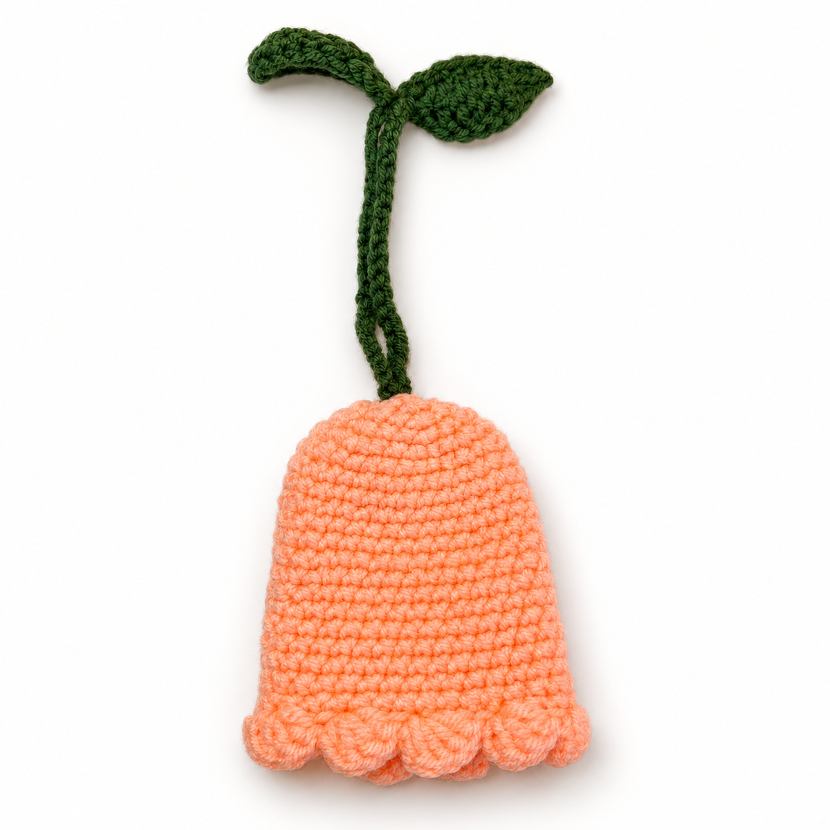 Handmade crochet peach flower sliding key holder bag charm