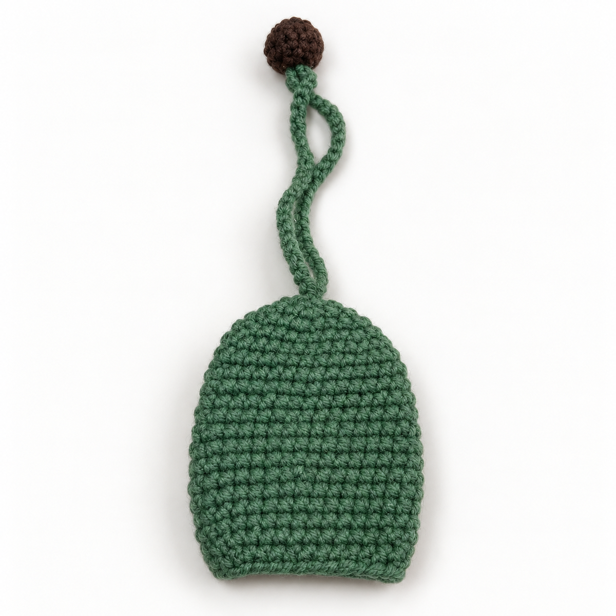 Handmade crochet sunflower sliding key holder bag charm back view