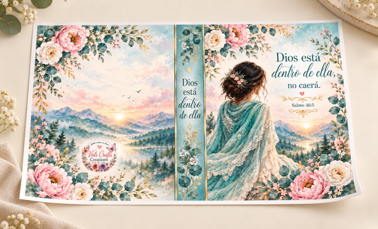 Cubierta española para diario Dios está dentro de ella impresa en vinilo impermeable, hoja completa