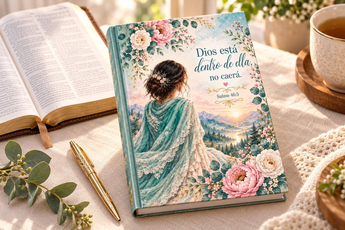 Diario de oración en español Dios está dentro de ella en un ambiente devocional