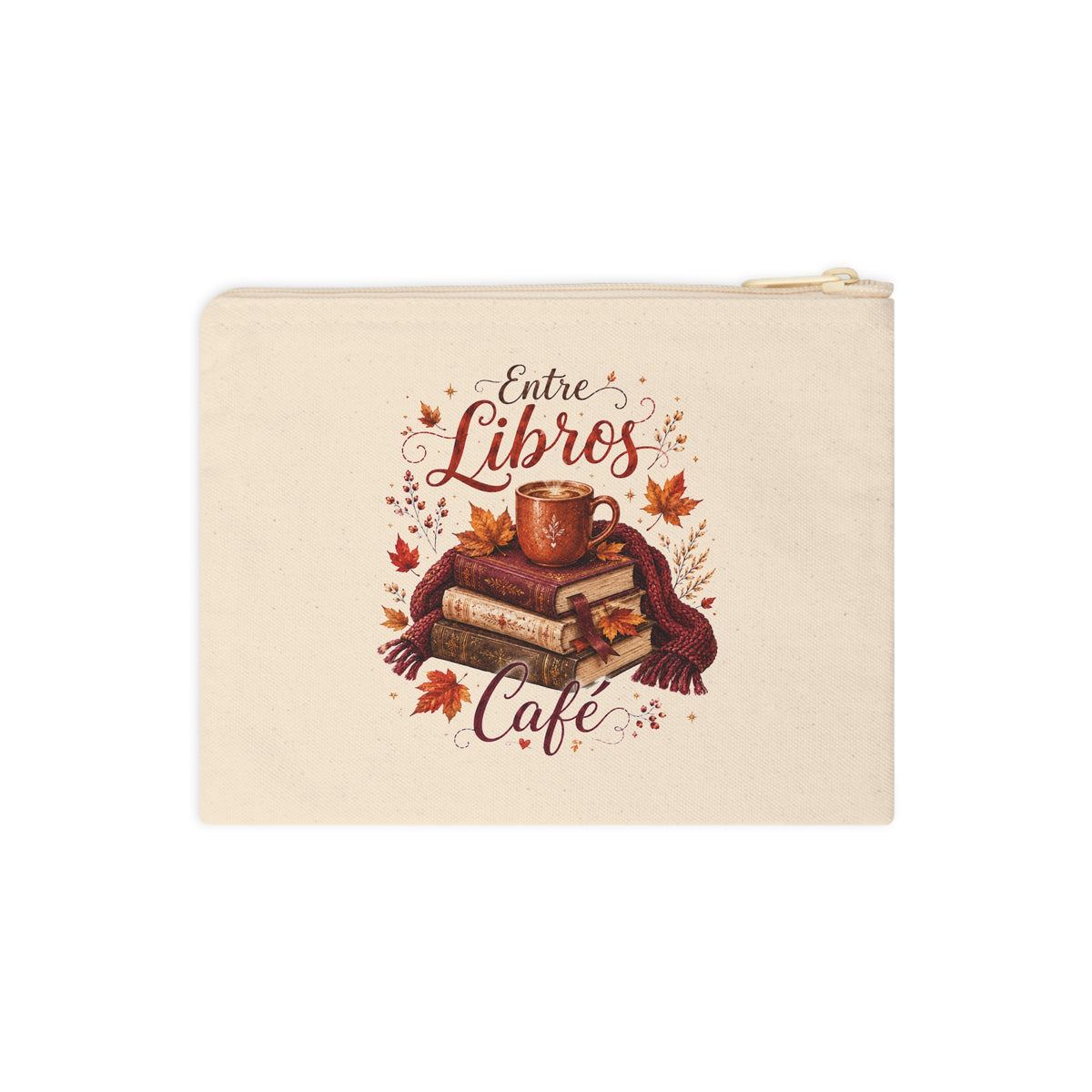 Entre Libros Café fall canvas pouch clean front view