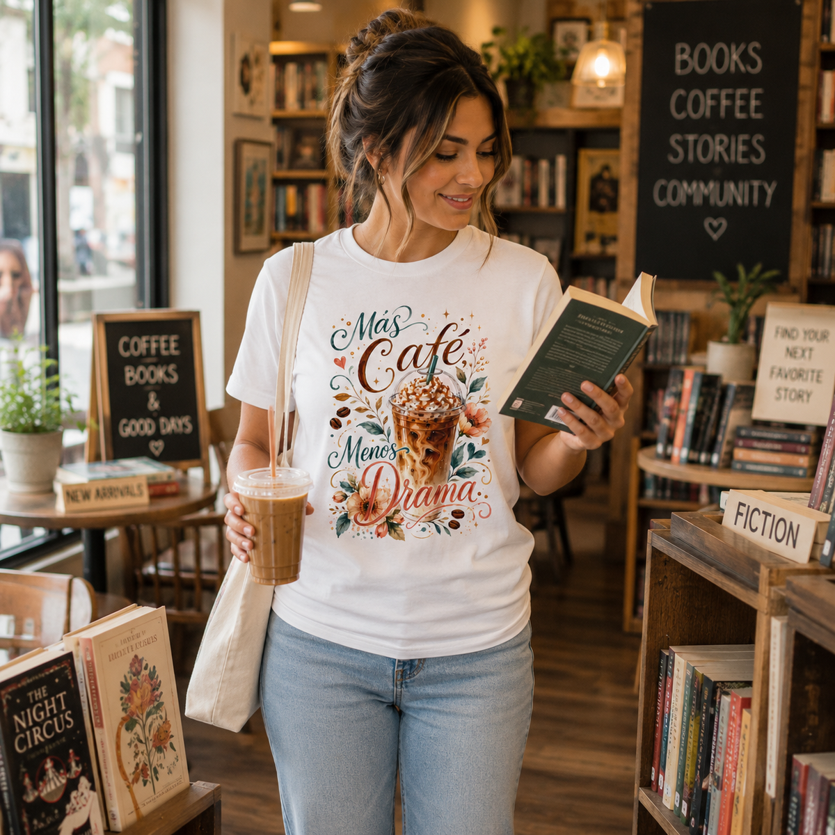 Más Café Menos Drama Shirt, Funny Coffee Lover Tee, Spanish Coffee T-Shirt