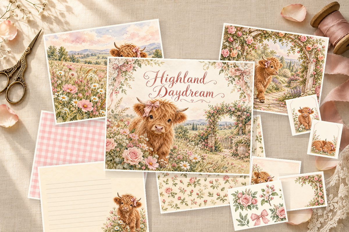 Highland Daydream complete 58-page printed kit spread