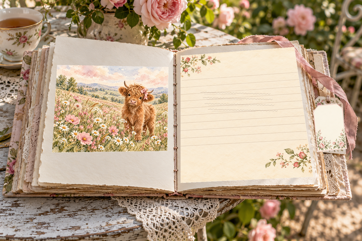 Open Highland Daydream journal in the garden