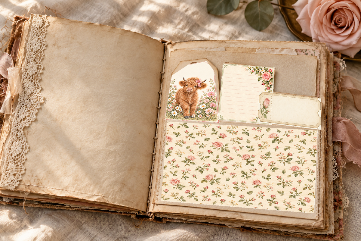 Highland Daydream floral pocket and ephemera