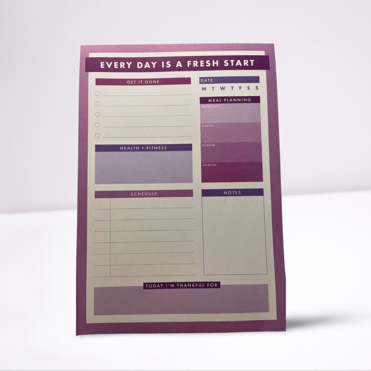 Daily Planner with Inspirational Message: "Every Day is a Fresh Start"