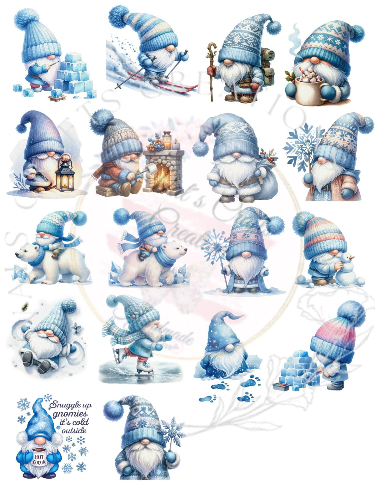 Winter Gnomes Stickers- Set of 18