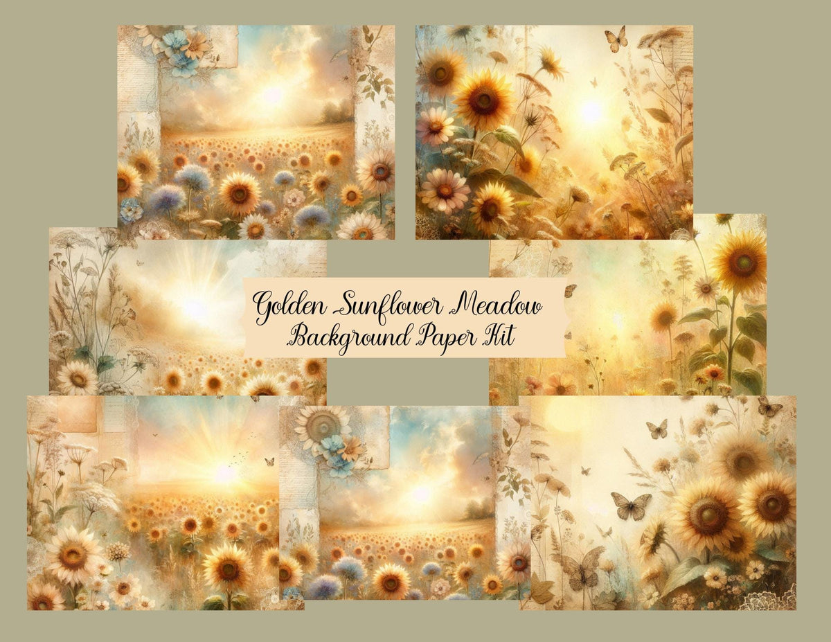 Golden Sunflower Meadow Background Paper Kit (Physical Item)