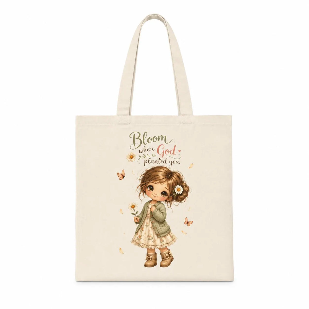 Bloom Where God Planted You Tote Bag, Christian Gift for Women