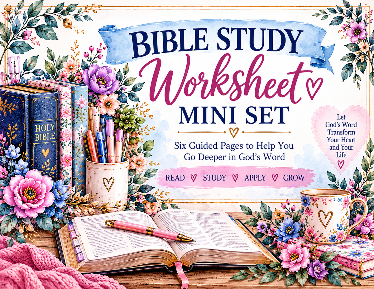 Loaded Bible Study Worksheet Mini Set blue berry lavender landscape cover