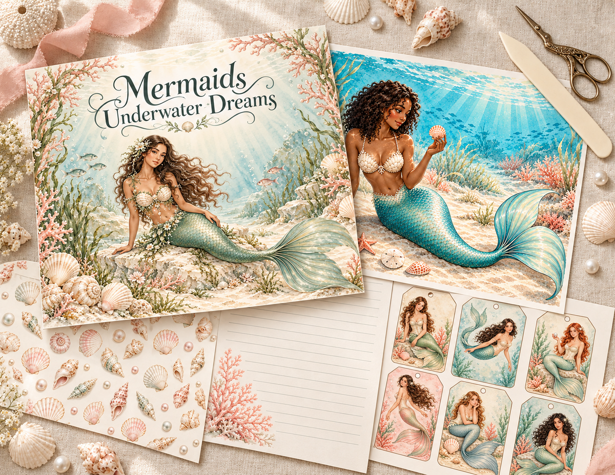 Mermaids Underwater Dreams paper kit craft project inspiration