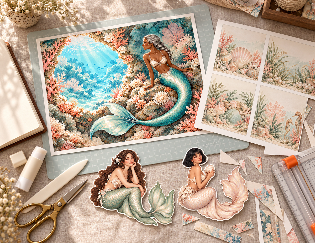 Mermaids Underwater Dreams paper kit craft project inspiration