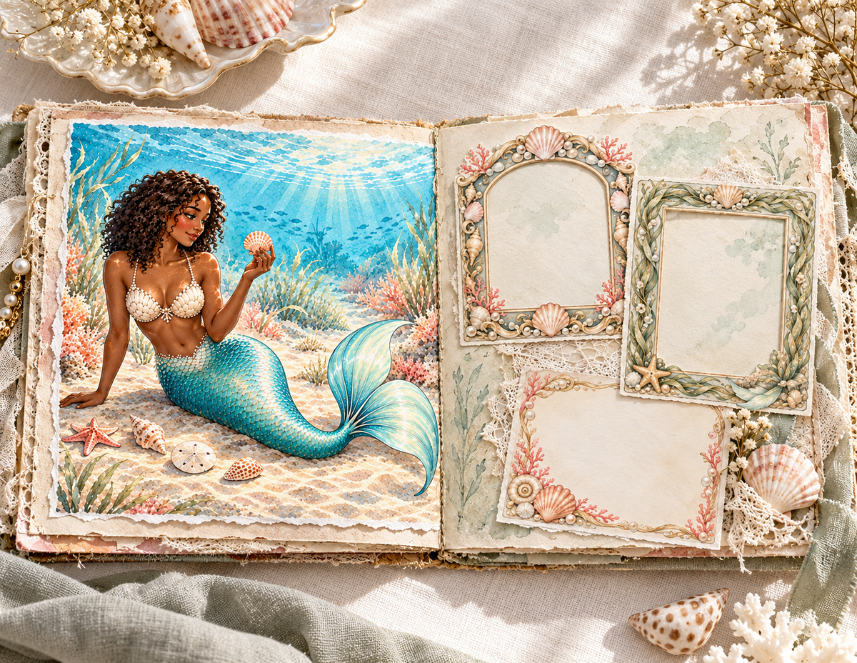 Mermaids Underwater Dreams printed kit ephemera and paper details