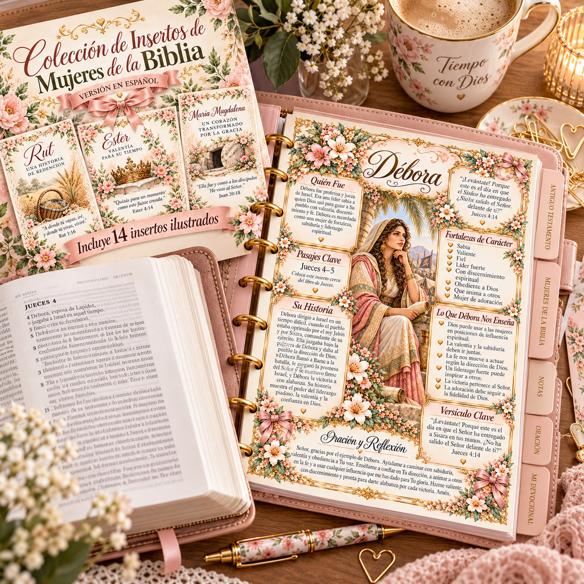Débora inserto de Mujeres de la Biblia en una Biblia de estudio