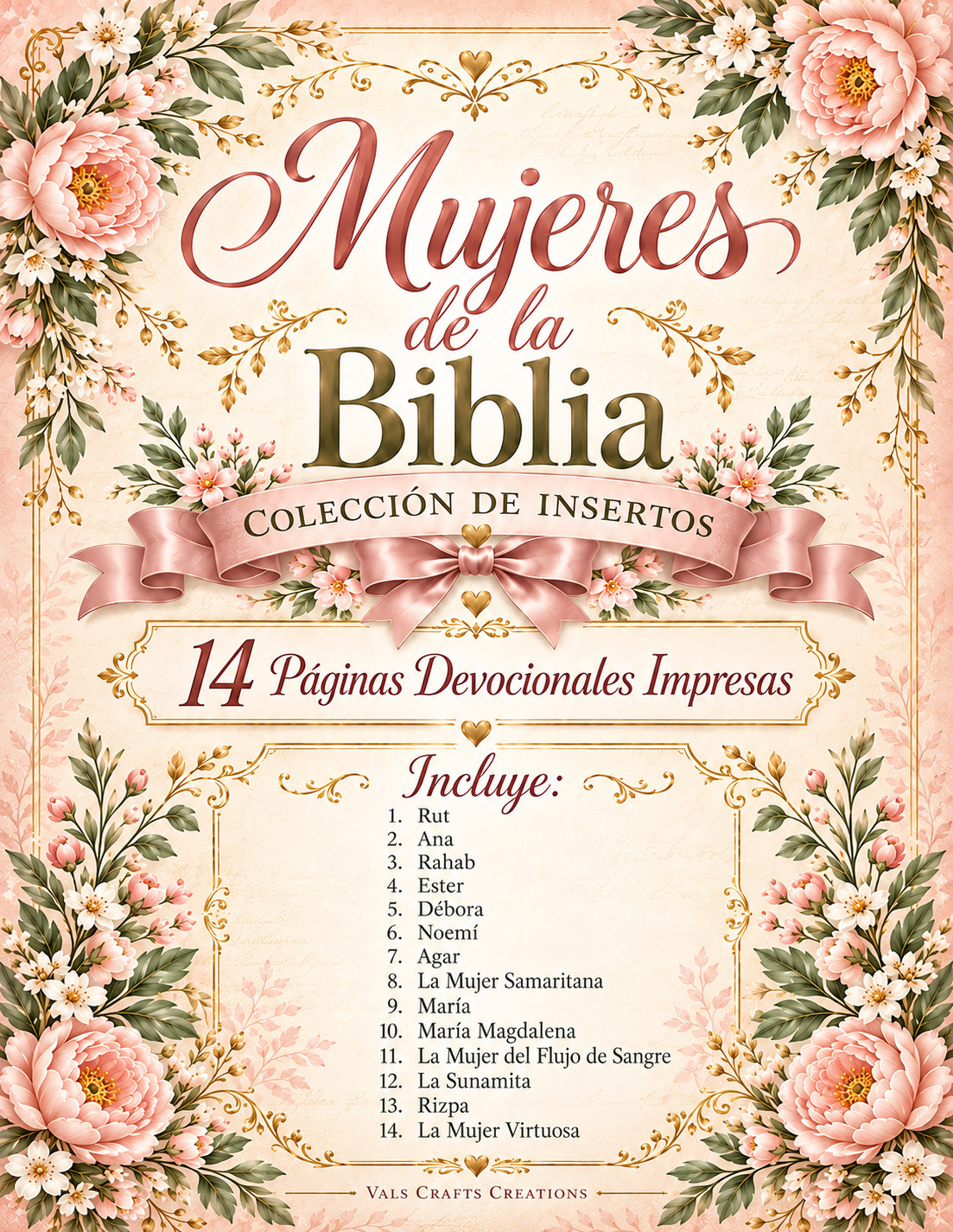 Mujeres de la Biblia colección de 14 insertos cristianos impresos en español