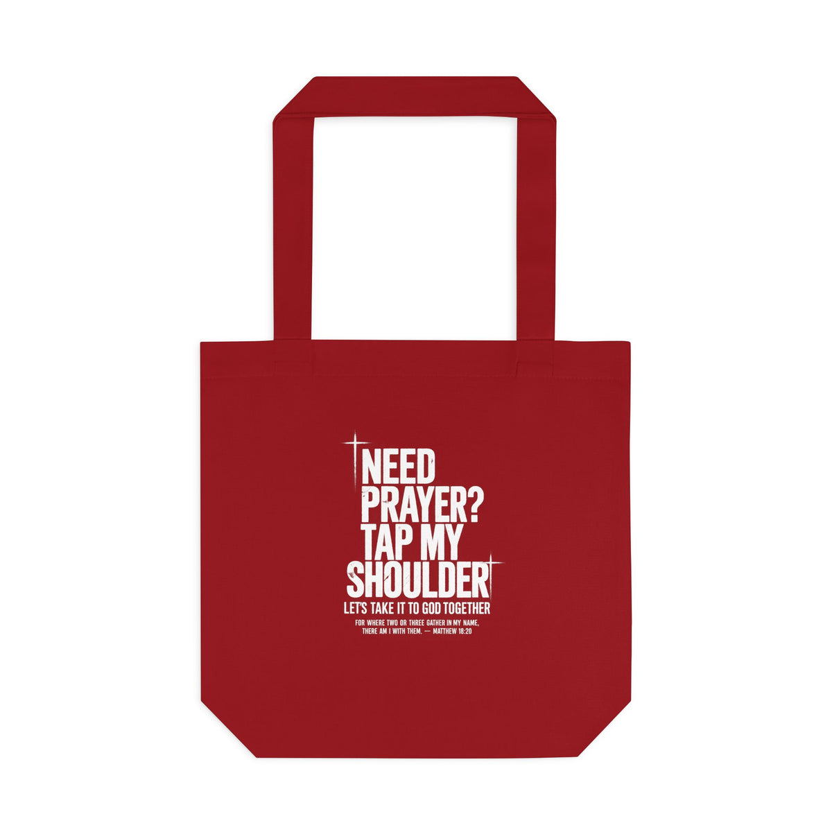 Cardinal Red front Need Prayer Christian tote bag
