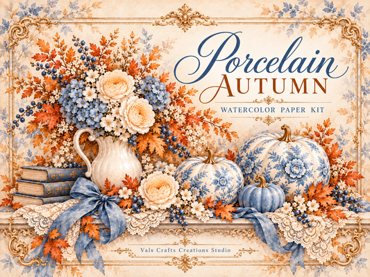 Porcelain Autumn watercolor paper kit cover
