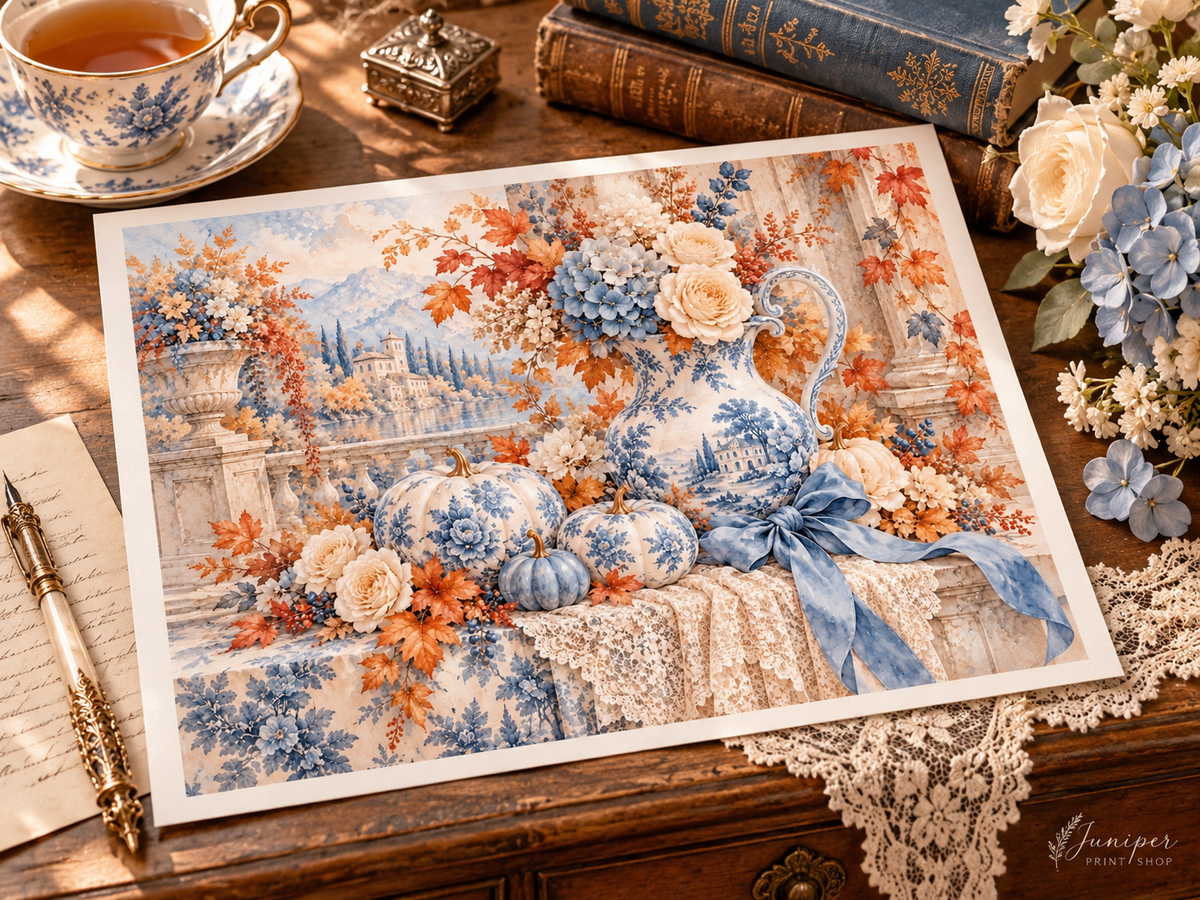 Porcelain Autumn paper kit lifestyle mockup