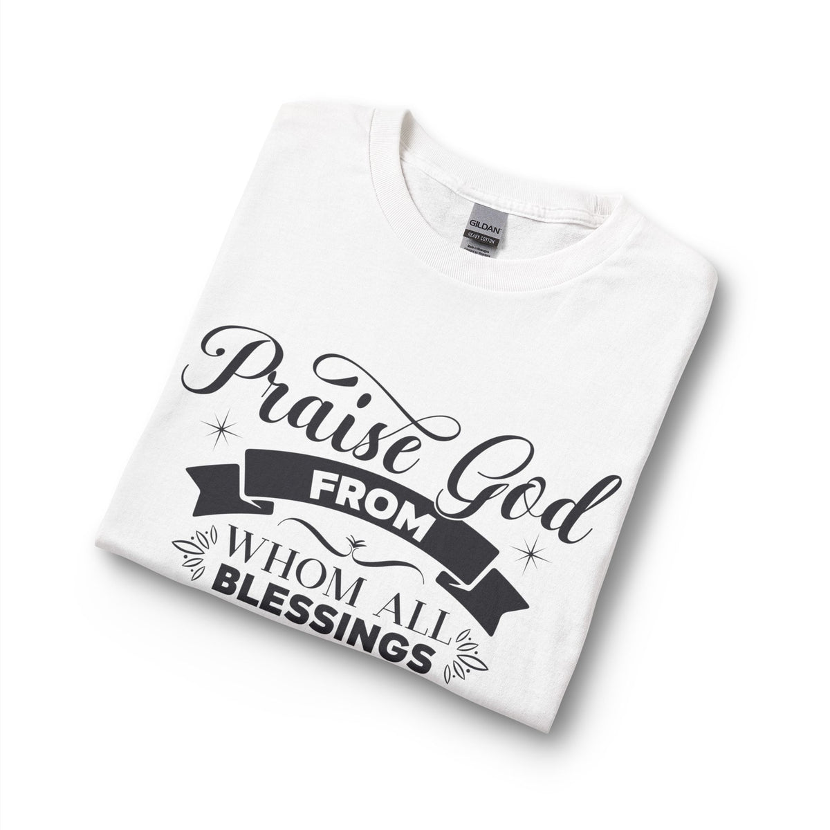 Folded white Praise God From Whom All Blessings Flow Christian long sleeve shirt
