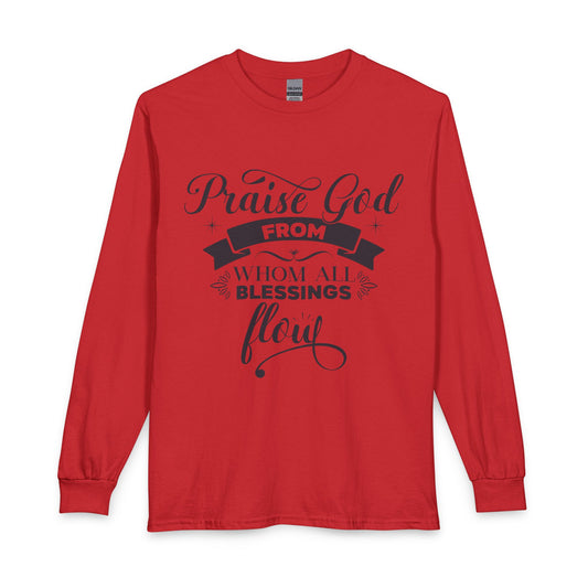 Praise God From Whom All Blessings Flow Christian long sleeve shirt in red