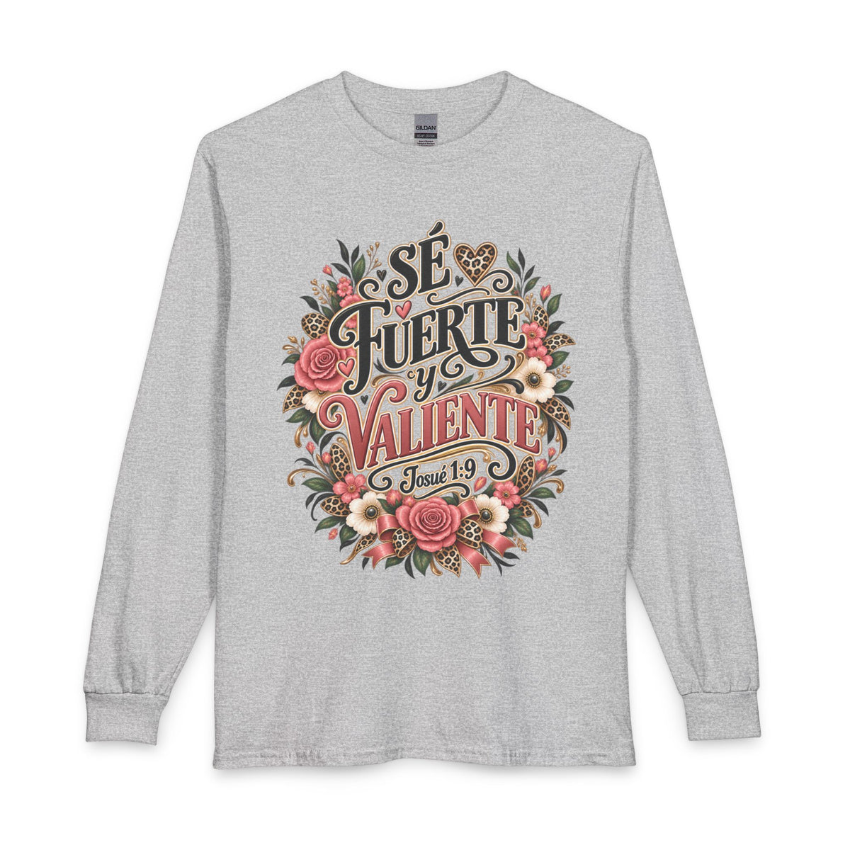 Sé Fuerte y Valiente Josué 1:9 long sleeve shirt in sport gray