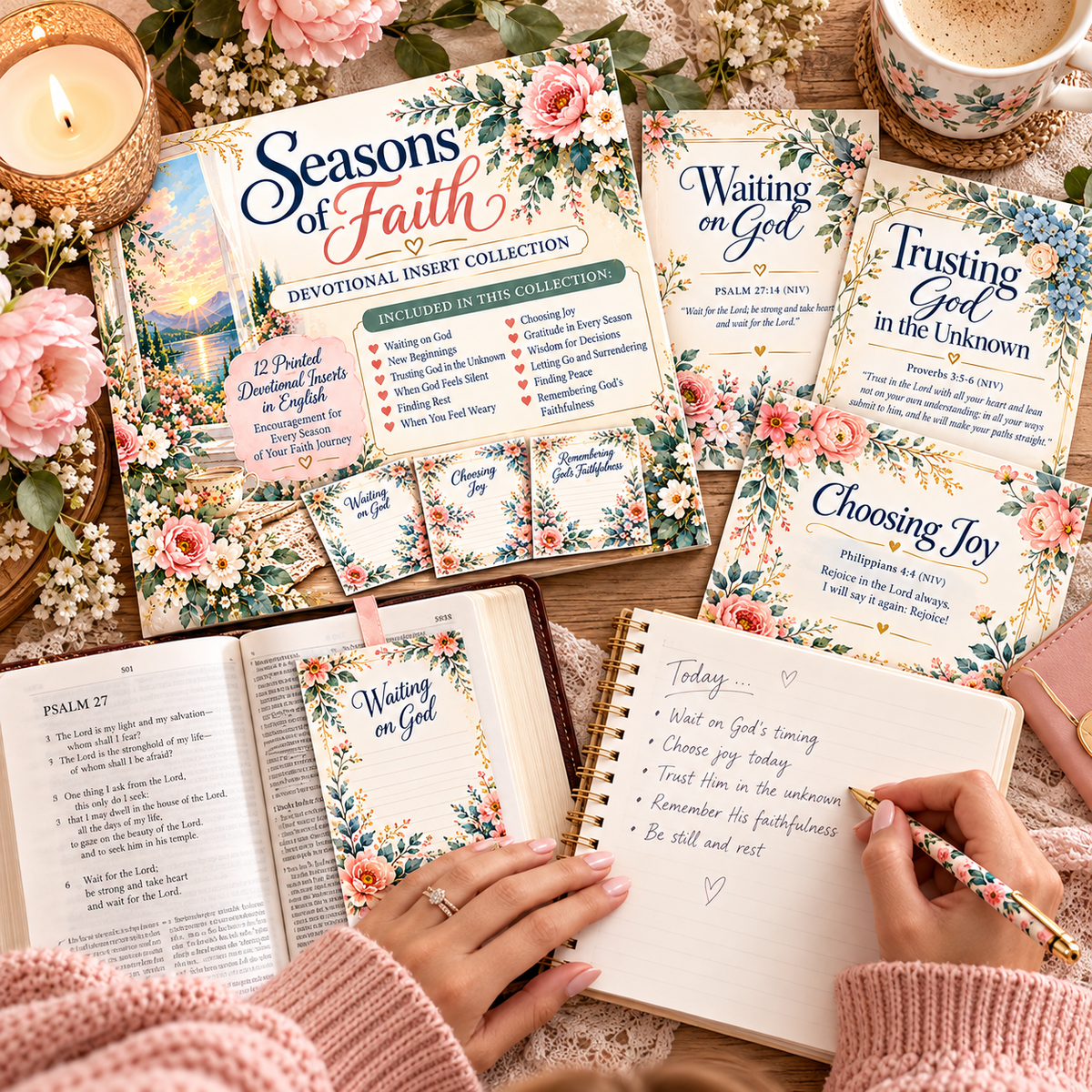 Seasons of Faith devotional insert journaling lifestyle mockup