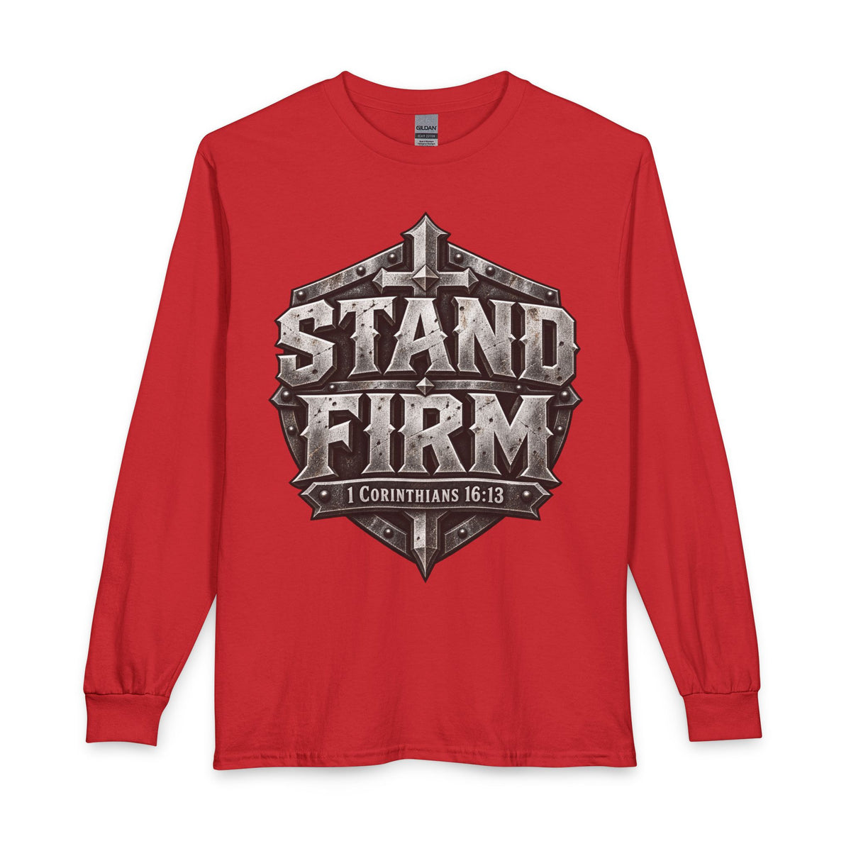 Stand Firm 1 Corinthians 16:13 Christian long sleeve shirt in red