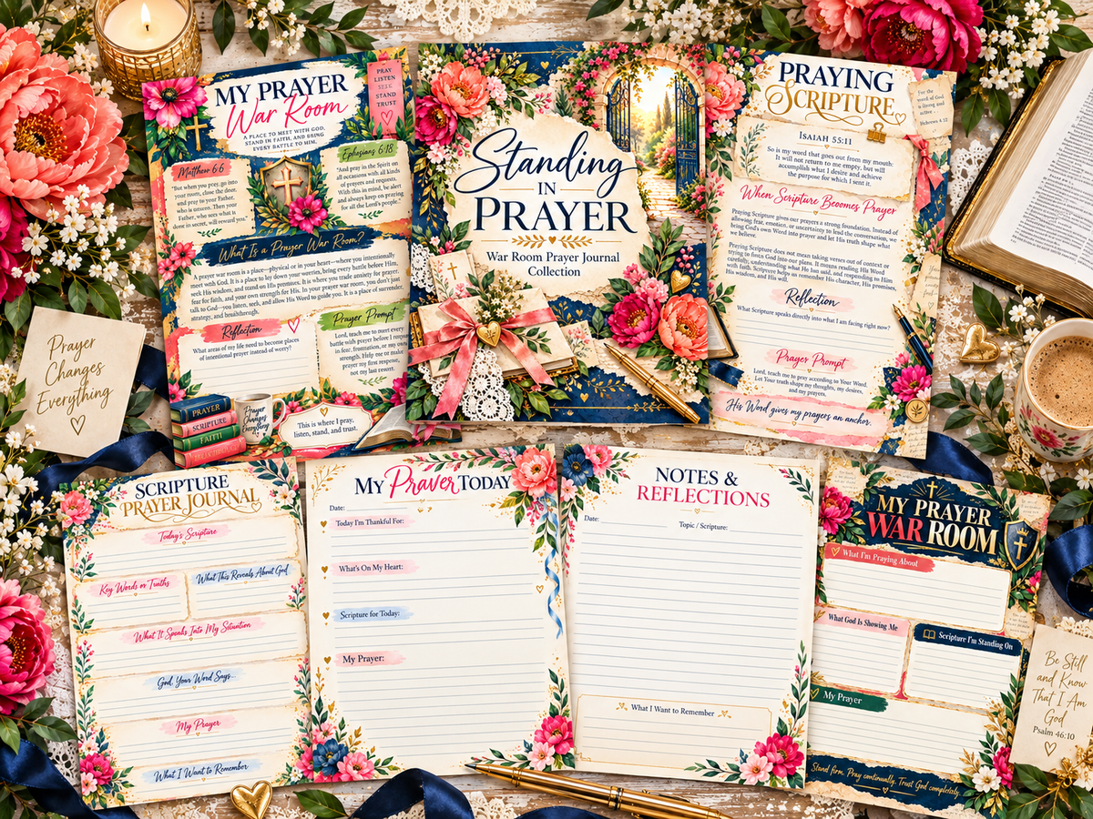 Standing in Prayer full collection flat-lay mockup
