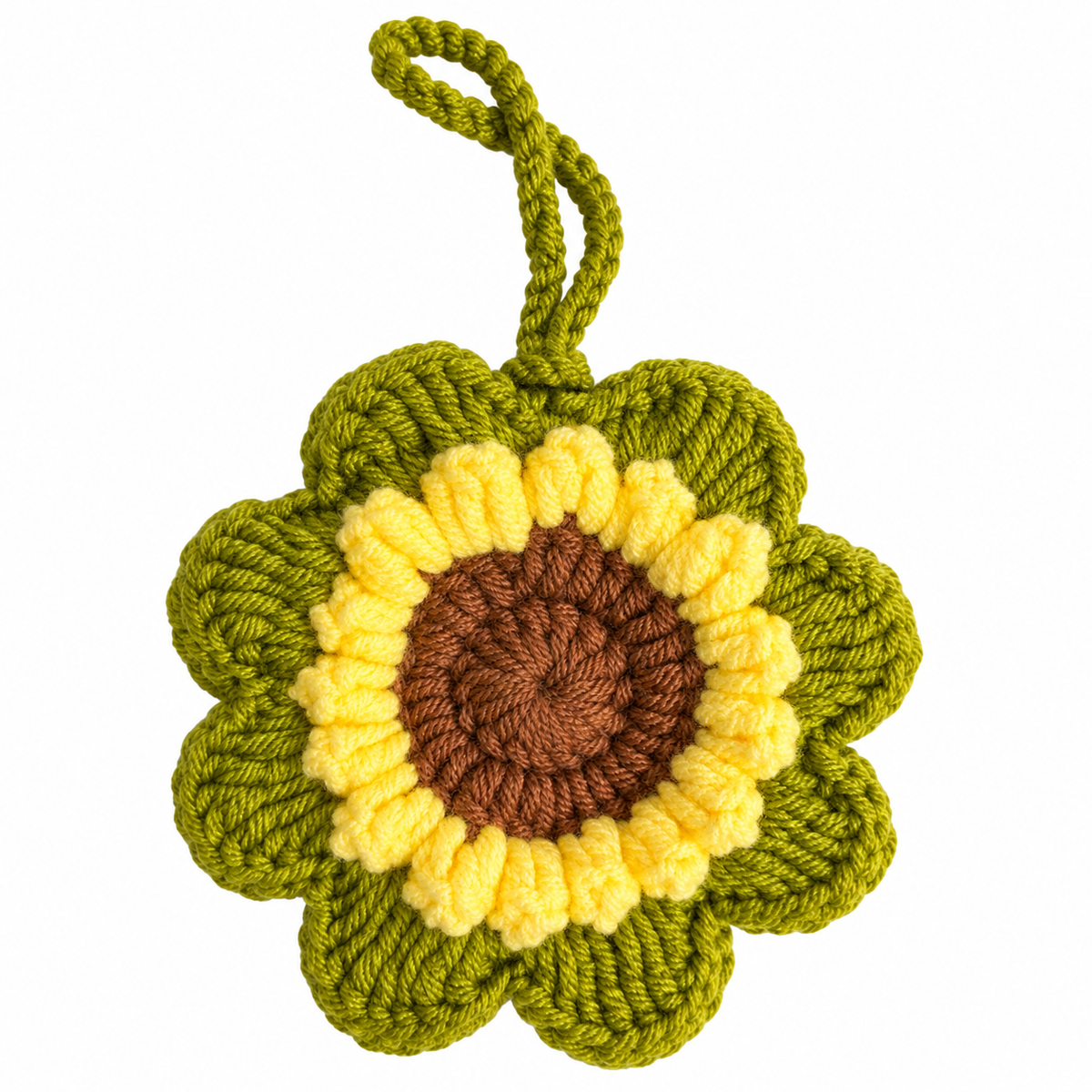 Sunflower Crochet Wristlet Pouch front view