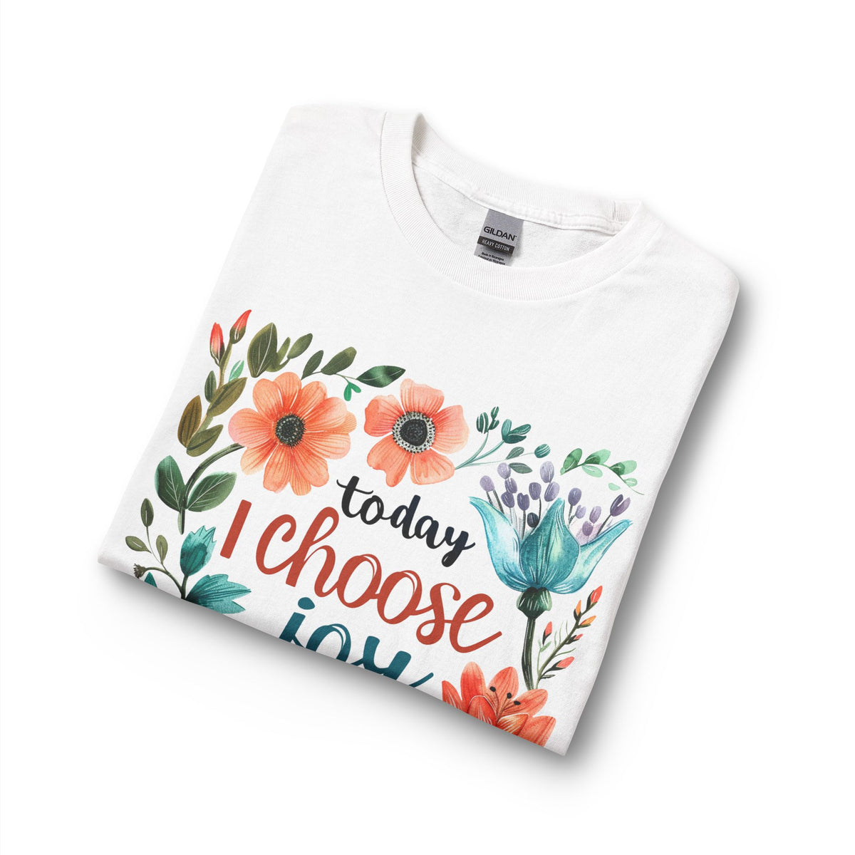Folded white Today I Choose Joy floral long sleeve shirt