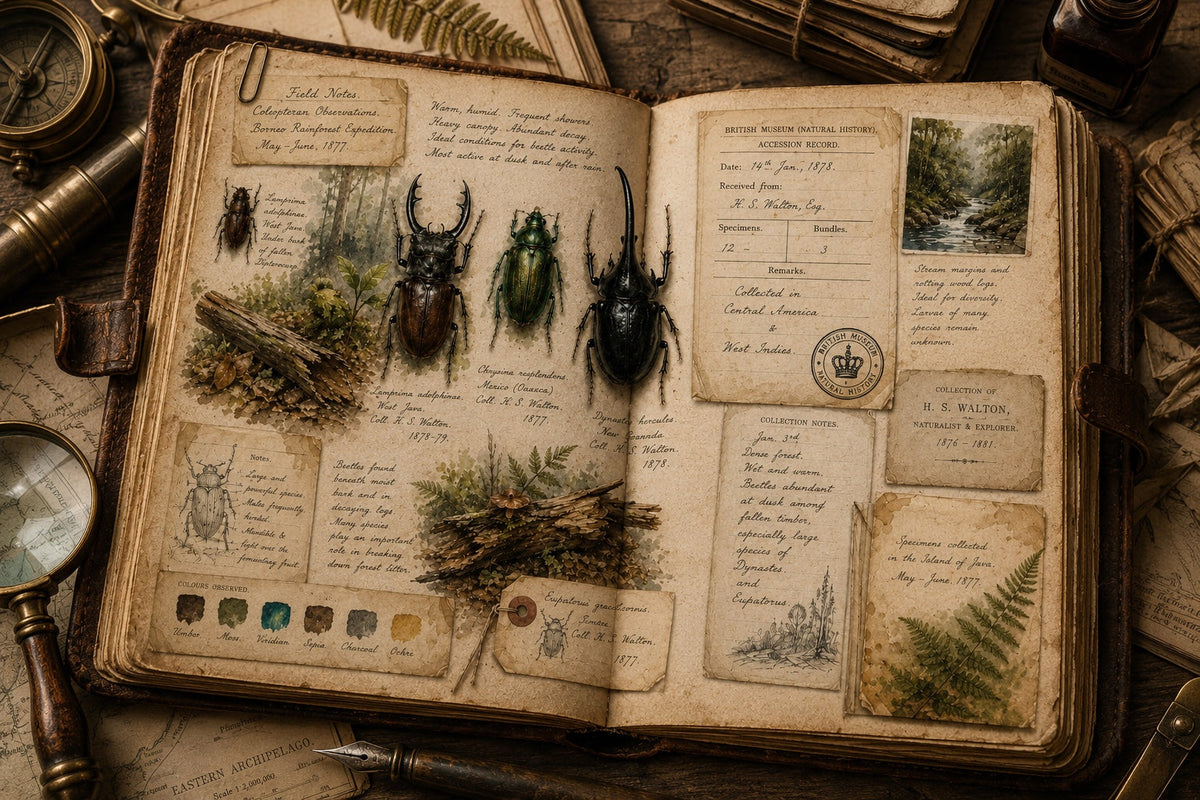 Victorian Naturalist Archives beetle specimen field journal lifestyle mockup