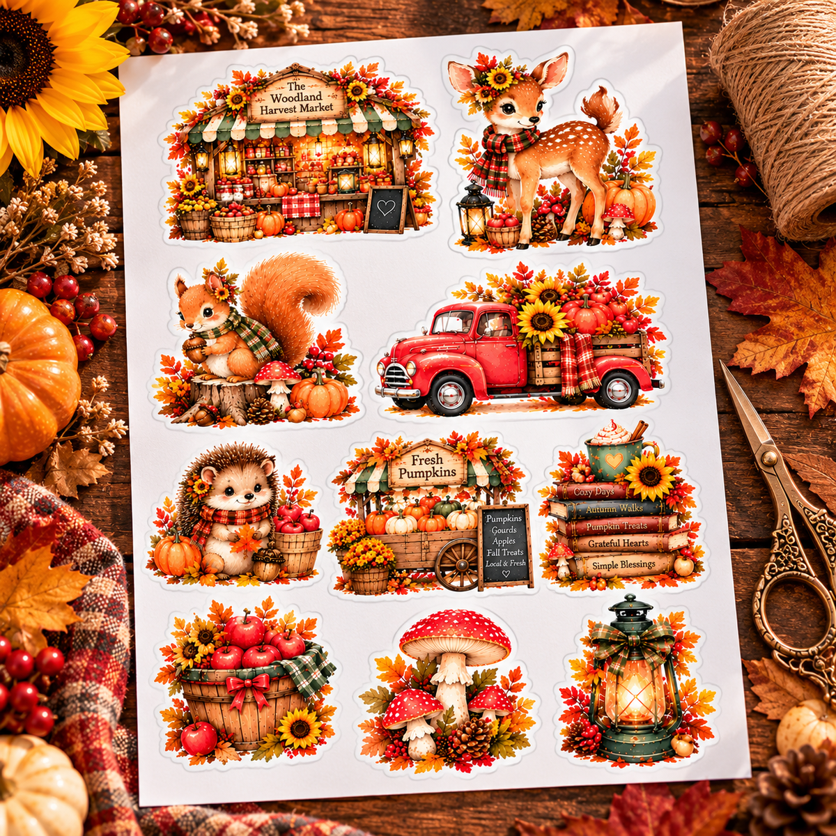 woodland harvest market sheet mockup