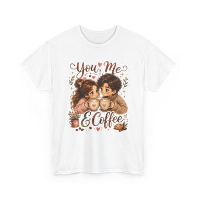 You Me and Coffee romantic coffee T-shirt in white